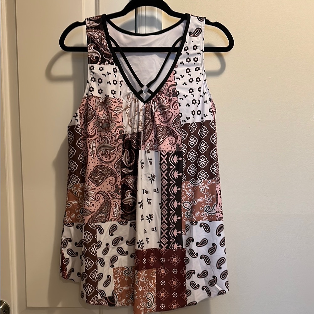 Patchwork Sleeveless Top - Multicolor - image 1